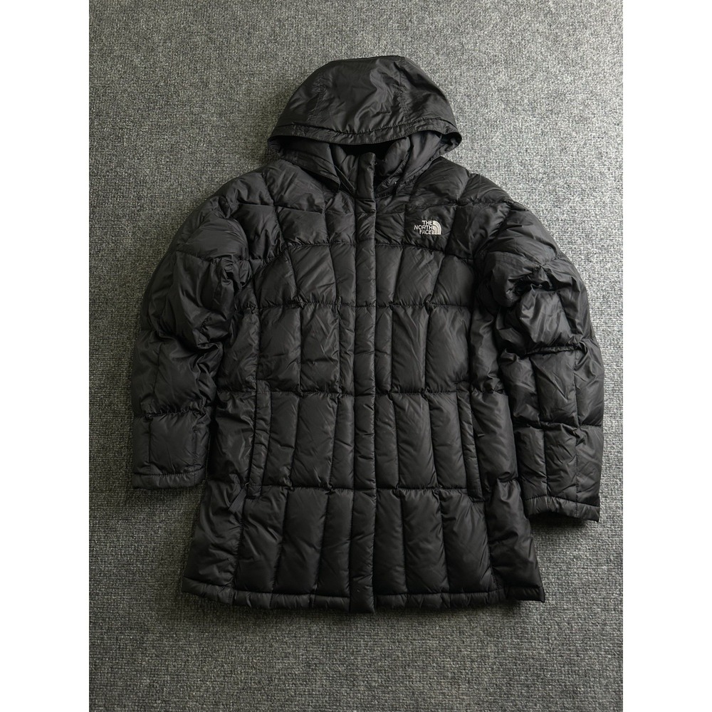 Girls The North Face Hooded Puffer Jacket Black, Size XL 18